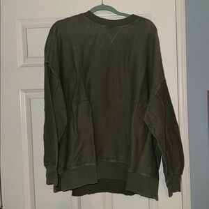 Aerie Olive Green Corduroy Sweatshirt